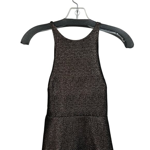 NWT Halston Heritage Evening Collection Gold Glitter Bow Back Dress Womens 0 - Picture 4 of 11